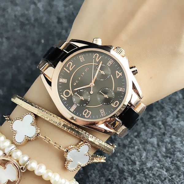 Fashion Brand women's Girl crystal 3 dials style Metal steel band Quartz wrist Watch With logo M61
Fashion Brand women's Girl crystal 3 dials style Metal steel band Quartz wrist Watch With logo M61
