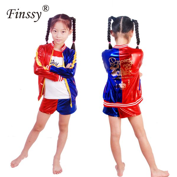 movie suicide squad quinn cosplay costume for kids girls halloween carnival dress quinn jacket underwear t shirt, Black;red
movie suicide squad quinn cosplay costume for kids girls halloween carnival dress quinn jacket underwear t shirt, Black;red