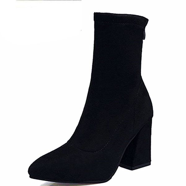 2018 woman shoes zip up square high heels party women boots winter quality, Black
2018 woman shoes zip up square high heels party women boots winter quality, Black