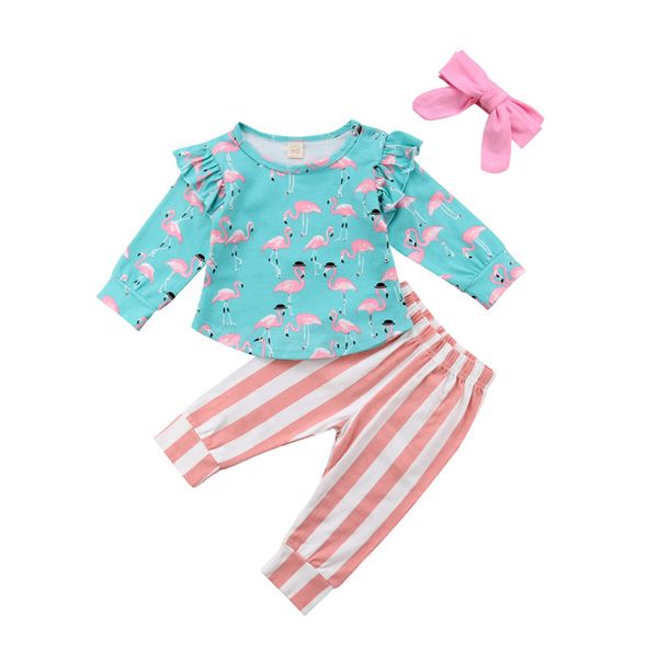 3pcs autumn clothes for girls 2018 casual baby girl long sleeve flamingo printed ruffles t-shirt striped pants kids outfits, White
3pcs autumn clothes for girls 2018 casual baby girl long sleeve flamingo printed ruffles t-shirt striped pants kids outfits, White