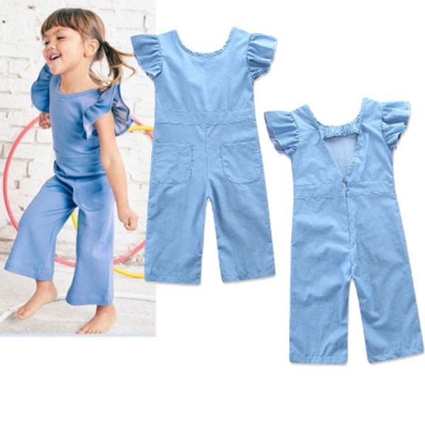 new summer baby girls jumpsuit children clothing denim color ruffles bow jumpsuits straight pants kids fashion rompers clothes z11, Blue
new summer baby girls jumpsuit children clothing denim color ruffles bow jumpsuits straight pants kids fashion rompers clothes z11, Blue