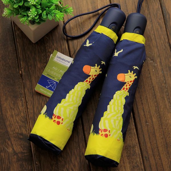 

creative cartoon fashion small giraffe folding umbrella automatic female rain paraguas kids sunshade parapluie