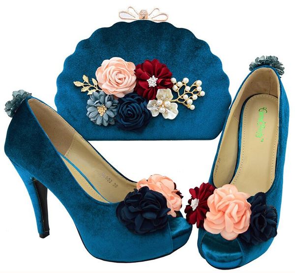 Elegant teal women pumps with flower decoration african shoes match handbag set for lady dressing BL002 heel 11CM
Elegant teal women pumps with flower decoration african shoes match handbag set for lady dressing BL002 heel 11CM