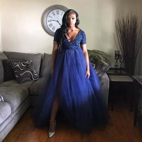 royal blue deep v neck short sleeves long prom dresses a line tulle sequined side split evening dresses black girls wear
royal blue deep v neck short sleeves long prom dresses a line tulle sequined side split evening dresses black girls wear