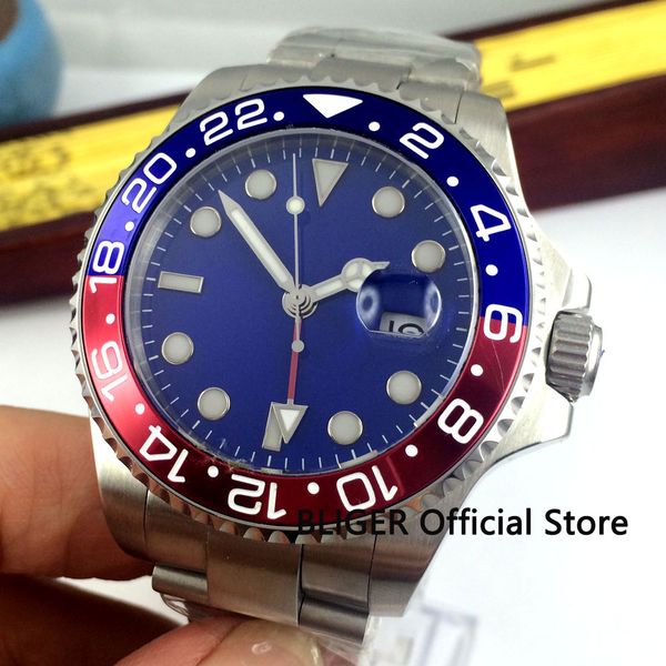 classic bliger 43mm blue sterile dial red blue bezel gmt sapphire glass automatic movement men's watch brushed bracelet, Slivery;brown
classic bliger 43mm blue sterile dial red blue bezel gmt sapphire glass automatic movement men's watch brushed bracelet, Slivery;brown