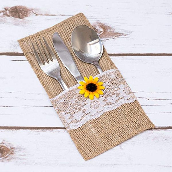 natural burlap silverware napkin holders with rustic sunflower and lace cover,cutlery pouch for vintage wedding table decor or shower
natural burlap silverware napkin holders with rustic sunflower and lace cover,cutlery pouch for vintage wedding table decor or shower