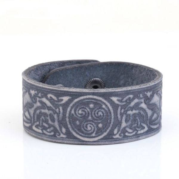 vintage ireland three helix interweave knot wolf badge wristband geniune leather cuff bracelet, White
vintage ireland three helix interweave knot wolf badge wristband geniune leather cuff bracelet, White