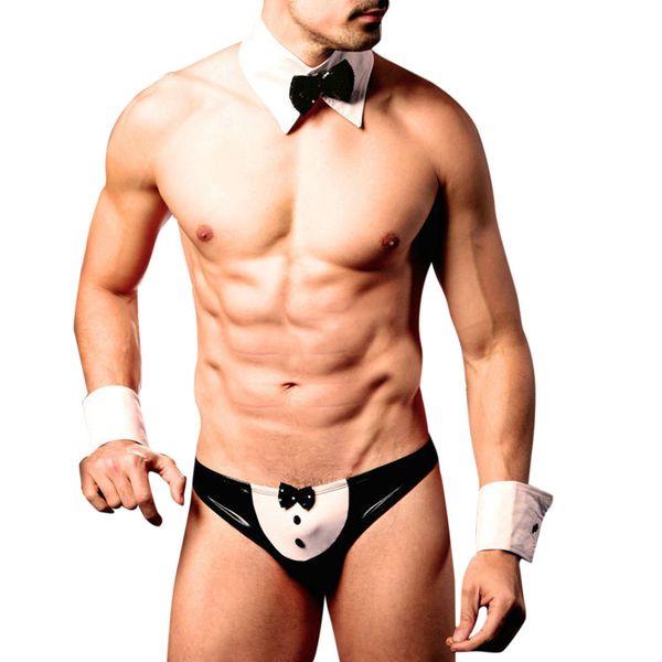 jaycosin lingerie men briefs leather mankini erotic thong waiter costume cosplay bow tie underwear set panties im16, Black;white
jaycosin lingerie men briefs leather mankini erotic thong waiter costume cosplay bow tie underwear set panties im16, Black;white