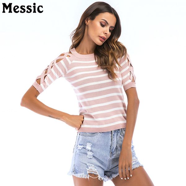 messic hollow out short sleeve knitted striped t shirt women 2018 summer tee shirt femme casual round neck female t-shirt, White
messic hollow out short sleeve knitted striped t shirt women 2018 summer tee shirt femme casual round neck female t-shirt, White