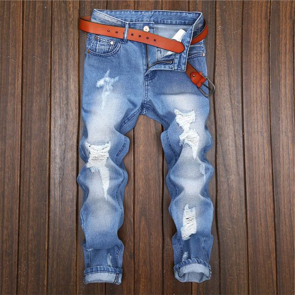 2018 fashion casual hip hop denim ripped hole man cowboy leisure feet high street wind hole design straight jeans men, Blue
2018 fashion casual hip hop denim ripped hole man cowboy leisure feet high street wind hole design straight jeans men, Blue