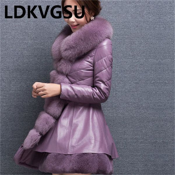 2018 winter fashion fur leather jacket women winter outerwear long plus size 9xl fur splicing collars pu leather coat is957, Black
2018 winter fashion fur leather jacket women winter outerwear long plus size 9xl fur splicing collars pu leather coat is957, Black
