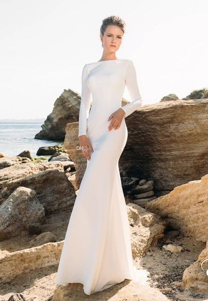 elegant white mermaid evening dresses jewel neck long sleeve backless trumpet formal gown sweep train satin vestido, Black;red
elegant white mermaid evening dresses jewel neck long sleeve backless trumpet formal gown sweep train satin vestido, Black;red