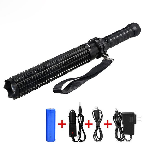 Cree Xm-l T6 Led Flashlight Self-defense Toothed Mace 4500lm Torch Lights 5 Mode Outdoor Patrol Rechargeable Flashlights