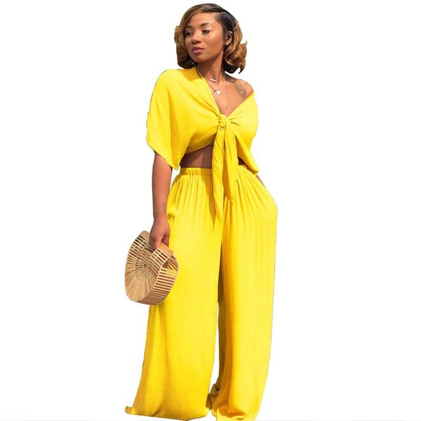 2018 two piece set women bowknot deep v crop and summer wide leg long pants women 2 pieces suits sets club clothing, Gray
2018 two piece set women bowknot deep v crop and summer wide leg long pants women 2 pieces suits sets club clothing, Gray