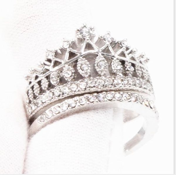 european and american luxurious crown double ring rings zircon micro ring, Silver
european and american luxurious crown double ring rings zircon micro ring, Silver