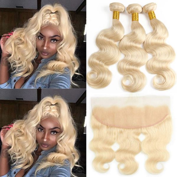 613 blonde bundles with frontal brazilian body wave human hair 3 bundles with closure unprocessed brazilian virgin hair with 13x4 frontal, Black;brown
613 blonde bundles with frontal brazilian body wave human hair 3 bundles with closure unprocessed brazilian virgin hair with 13x4 frontal, Black;brown