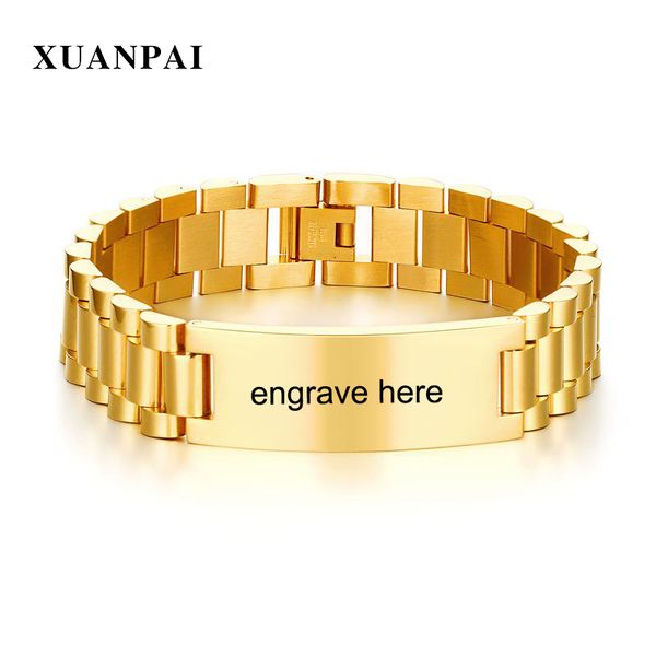 xuanpai laser name identification bracelet for men stainless steel watch band design office casual male jewelry, Golden;silver
xuanpai laser name identification bracelet for men stainless steel watch band design office casual male jewelry, Golden;silver