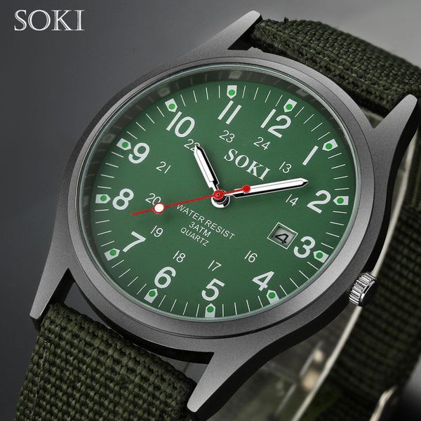 soki fashion sport outdoor men's date quartz analog wristwatch sports nylon strap army style watch homme relojo, Slivery;brown
soki fashion sport outdoor men's date quartz analog wristwatch sports nylon strap army style watch homme relojo, Slivery;brown