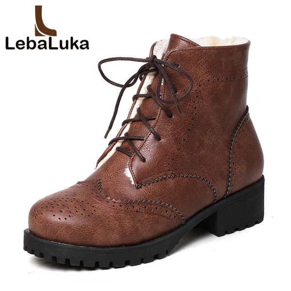 lebaluka vitnage women high heels boots lace up brogue thick fur shoes warm ankle boots fashion party winter shoes size 33-43, Black
lebaluka vitnage women high heels boots lace up brogue thick fur shoes warm ankle boots fashion party winter shoes size 33-43, Black