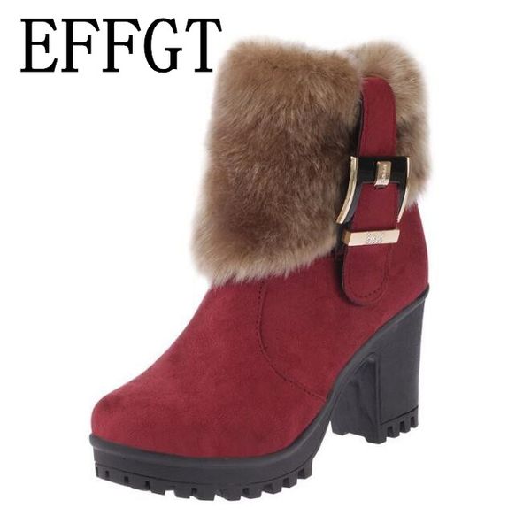 effgt 2019 women boots winter outdoor keep warm fur boots comfortable women's snow thick with round head short v217, Black
effgt 2019 women boots winter outdoor keep warm fur boots comfortable women's snow thick with round head short v217, Black