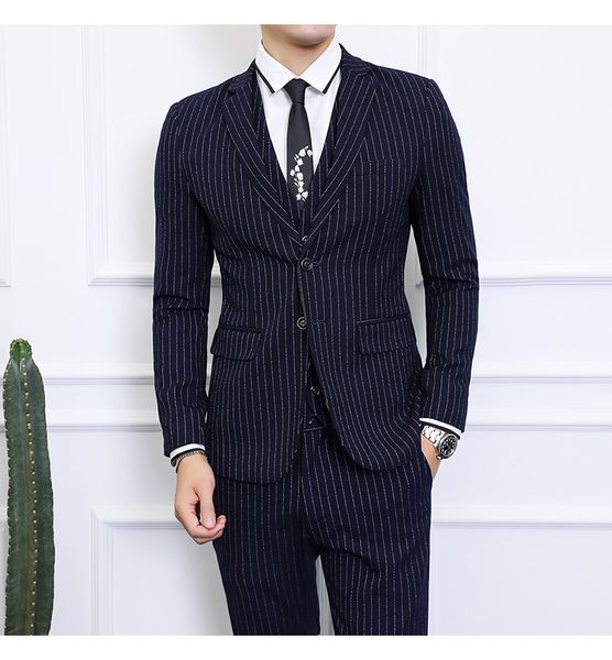 stripe business casual wedding suits for men good quality single button notched collar mens suits tuxedos 3 piece (jacket+pant+vest, Black;gray
stripe business casual wedding suits for men good quality single button notched collar mens suits tuxedos 3 piece (jacket+pant+vest, Black;gray