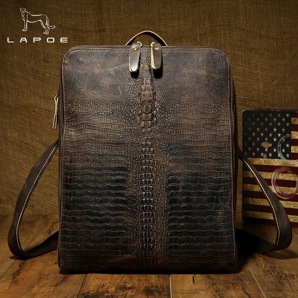 lapoe crazy horse genuine leather men alligator backpack cowhide messenger shoulder bag vintage zipper bag male
lapoe crazy horse genuine leather men alligator backpack cowhide messenger shoulder bag vintage zipper bag male