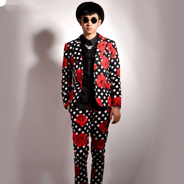 2018 mens floral blazer new mens rose print embroidery blazer polka dot print party club vintage veste costume homme, White;black
2018 mens floral blazer new mens rose print embroidery blazer polka dot print party club vintage veste costume homme, White;black