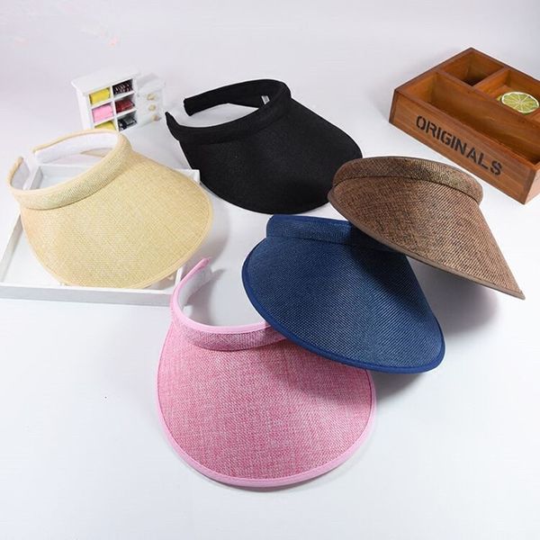 summr women casual sun visor hat beach empty hat ladies adjustable nature straw ess cap, Blue;gray
summr women casual sun visor hat beach empty hat ladies adjustable nature straw ess cap, Blue;gray