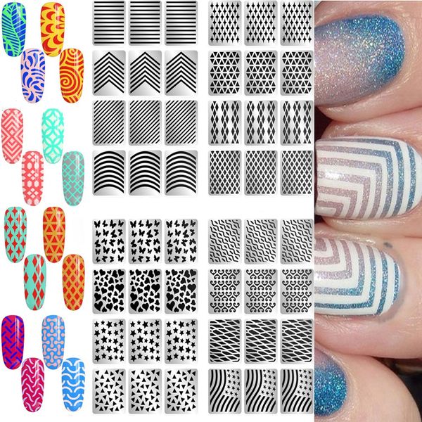 12tips/1 sheet nail vinyls nail art manicure stencil sticker paper stamping template decals nails diy tools, Black
12tips/1 sheet nail vinyls nail art manicure stencil sticker paper stamping template decals nails diy tools, Black