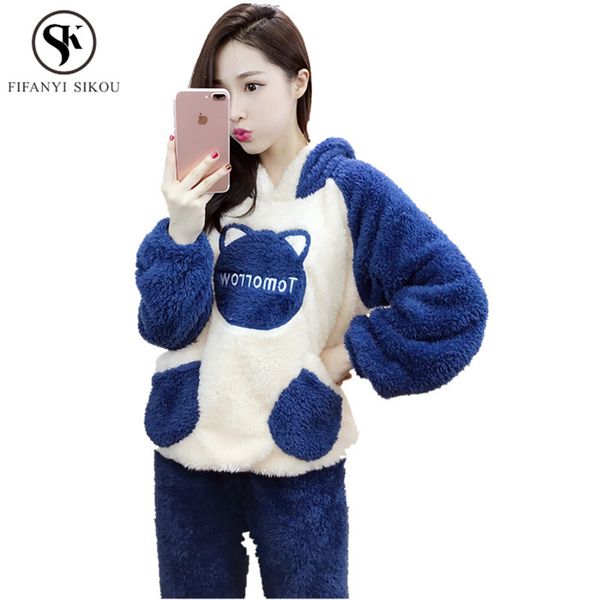 winter women pajama sets female flannel hooded cute elastic waist trousers cartoon home service winter warm women set lp55, Blue;gray
winter women pajama sets female flannel hooded cute elastic waist trousers cartoon home service winter warm women set lp55, Blue;gray