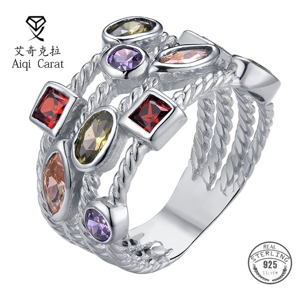 aiqicarat 925 sterling silver rings for women wedding jewelry colorful zircon statement ring korean for engagement party, Golden;silver
aiqicarat 925 sterling silver rings for women wedding jewelry colorful zircon statement ring korean for engagement party, Golden;silver