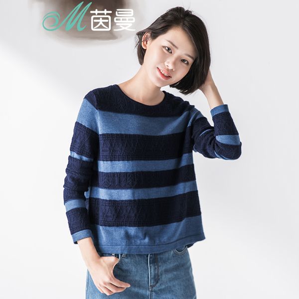 inman women's autumn new irregular striped loose sweater pullover winter, White;black
inman women's autumn new irregular striped loose sweater pullover winter, White;black