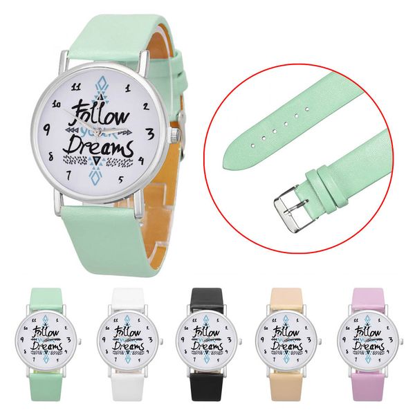 women's watches casual watches leather follow dreams words pattern leather watch women ladies quartz wristwatches montre femme, Slivery;brown
women's watches casual watches leather follow dreams words pattern leather watch women ladies quartz wristwatches montre femme, Slivery;brown