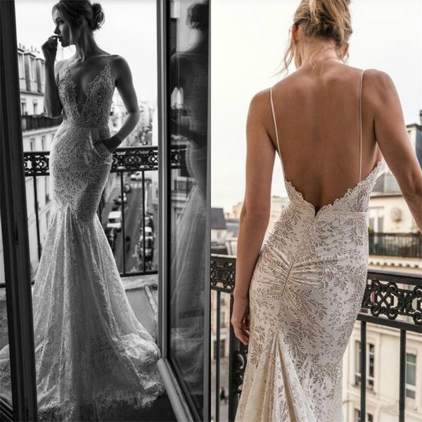 2019 inbal dror mermaid wedding dresses spaghetti v neck lace applqiue backless beach bridal gowns boho wedding dress, White
2019 inbal dror mermaid wedding dresses spaghetti v neck lace applqiue backless beach bridal gowns boho wedding dress, White