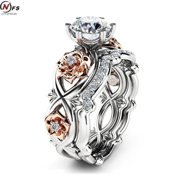 nfs brand engagement ring set rose flower princess cut zirconia crystal wedding rings for women anillos anel, Golden;silver
nfs brand engagement ring set rose flower princess cut zirconia crystal wedding rings for women anillos anel, Golden;silver