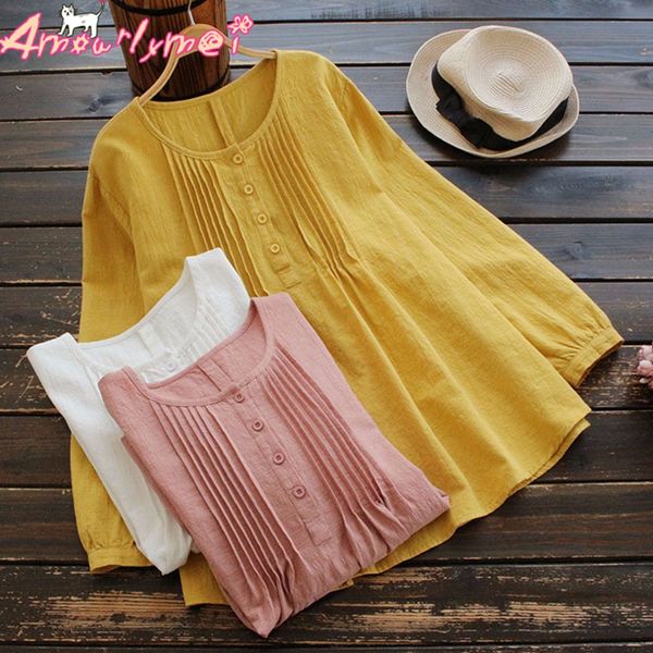 amourlymei 2018 spring women shirt mori girl loose o neck solid color casual long sleeve cotton linen blouse female, White
amourlymei 2018 spring women shirt mori girl loose o neck solid color casual long sleeve cotton linen blouse female, White