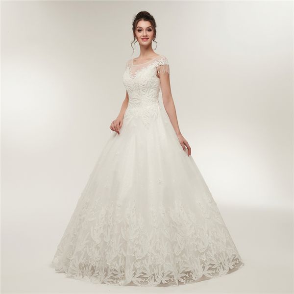 simple plus size wedding dresses o neck with appliques short sleeves a line tulle edge with long bride dresses for women wedding dress, White
simple plus size wedding dresses o neck with appliques short sleeves a line tulle edge with long bride dresses for women wedding dress, White