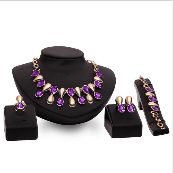 luxury elegant women water drop style rhinestone 18k gold plated alloy necklace earrings bracelet ring 4-piece set party jewelry, Slivery;golden
luxury elegant women water drop style rhinestone 18k gold plated alloy necklace earrings bracelet ring 4-piece set party jewelry, Slivery;golden