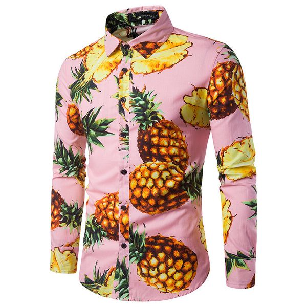men pineapple print slim shirts 2017 fashion hawaii beach designer long sleeve casual funny dress shirts style camisa men cs23, White;black
men pineapple print slim shirts 2017 fashion hawaii beach designer long sleeve casual funny dress shirts style camisa men cs23, White;black
