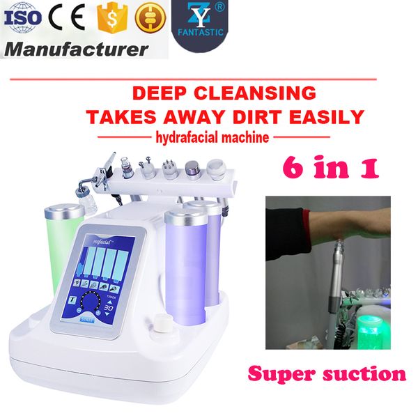 

6in1 uper uction hydrafacial machine water dermabra ion facial care deep cleaning microdermabra ion kin rejuvenation peeling equipment