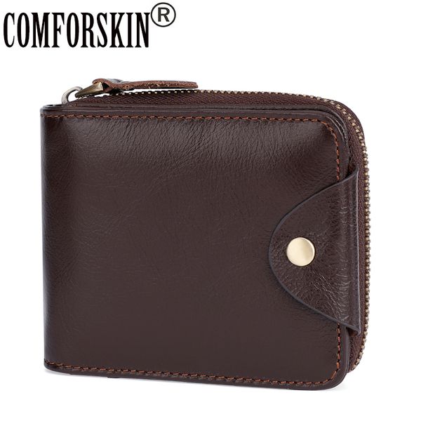 

comforskin carteira 100% genuine leather multi-card bit men wallets 2018 new arrivals large capacity business men purses, Red;black