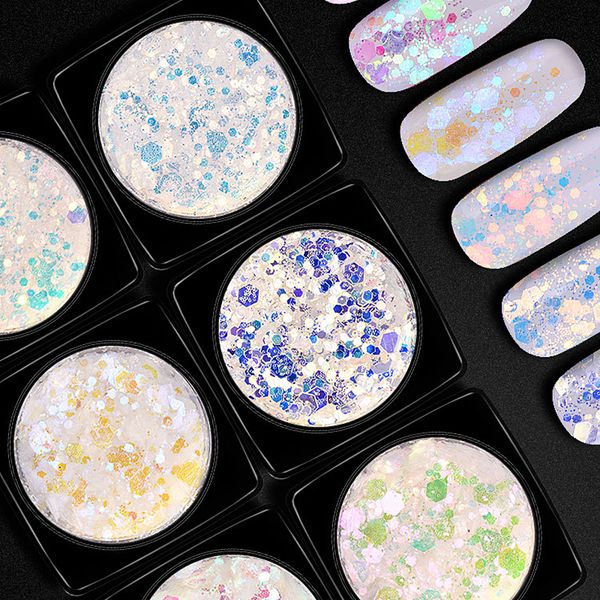 6 colors shiny coarse fine mixed glitter sequins colorful nail art powder diy nails manicure uv gel polish decoration tools, Silver;gold
6 colors shiny coarse fine mixed glitter sequins colorful nail art powder diy nails manicure uv gel polish decoration tools, Silver;gold