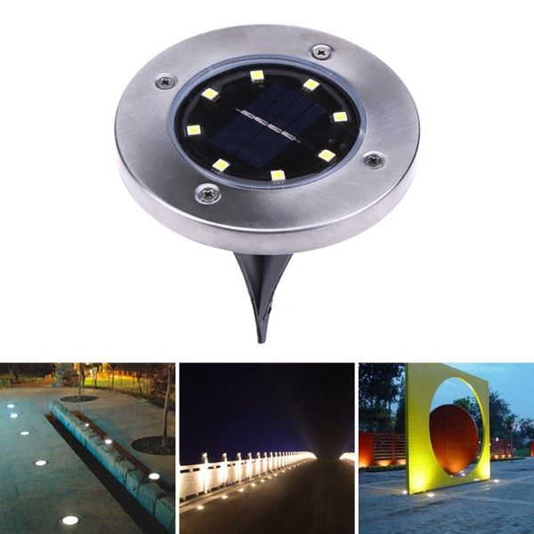 

solar powered 8 led lighting buried ground underground light for outdoor path garden lawn landscape decoration lamp