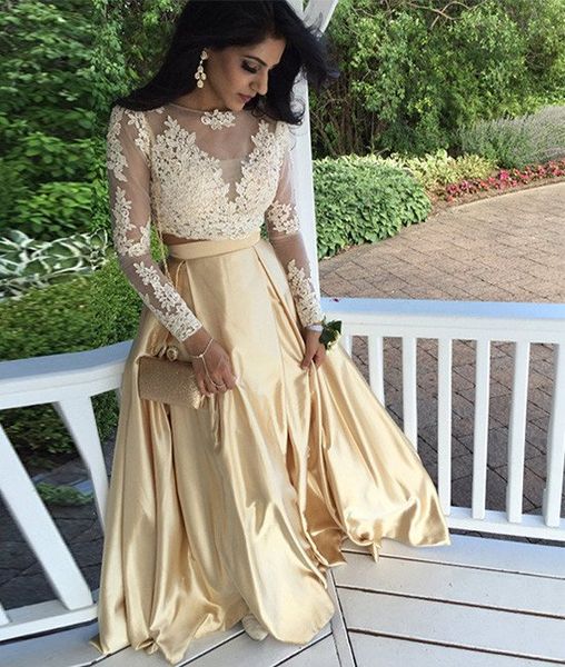 gold applique formal prom dresses with long sleeve two piece jewel long evening gowns special occasion dress women custom made high quality, Black
gold applique formal prom dresses with long sleeve two piece jewel long evening gowns special occasion dress women custom made high quality, Black