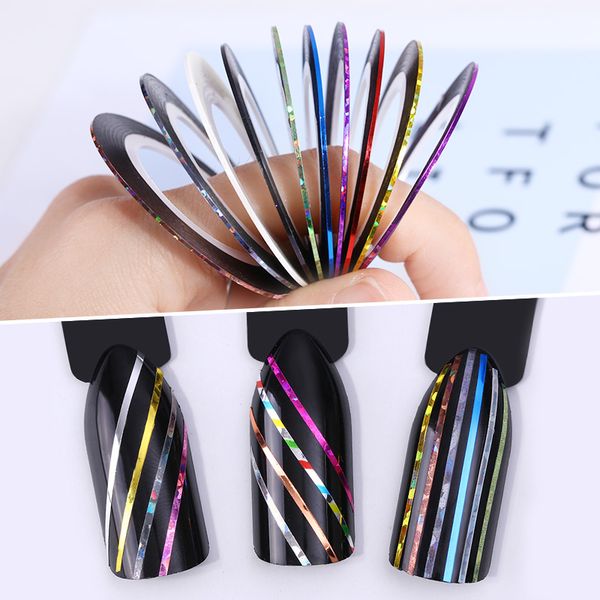 10 rolls line nail striping tapes sticker 1mm adhesive multi color diy manicure nail art styling tools, Black
10 rolls line nail striping tapes sticker 1mm adhesive multi color diy manicure nail art styling tools, Black