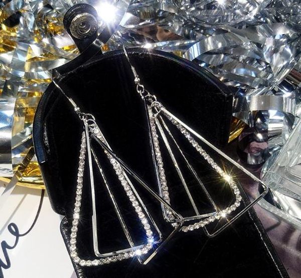new exaggerated geometric long earrings with diamond and triangle earrings are perfect for matching simple and fashionable pendant earri, Silver
new exaggerated geometric long earrings with diamond and triangle earrings are perfect for matching simple and fashionable pendant earri, Silver