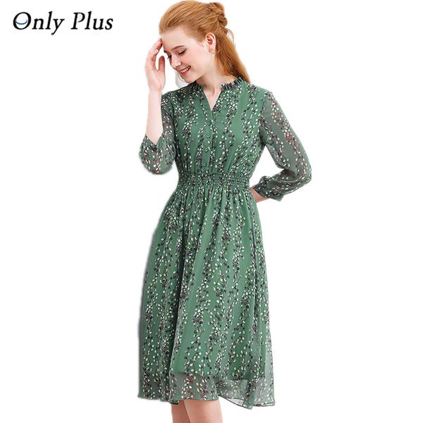 only plus womens dresses for autumn 2018 long sleeve a-line sweet leaf print chiffon dress v-neck casual knee pleat waist dress, White;black
only plus womens dresses for autumn 2018 long sleeve a-line sweet leaf print chiffon dress v-neck casual knee pleat waist dress, White;black