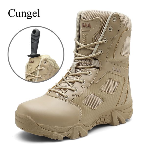 

cungel men's big size 39-47 boots wear-resisting non-slip army boots men waterproof outdoor climbing hiking men