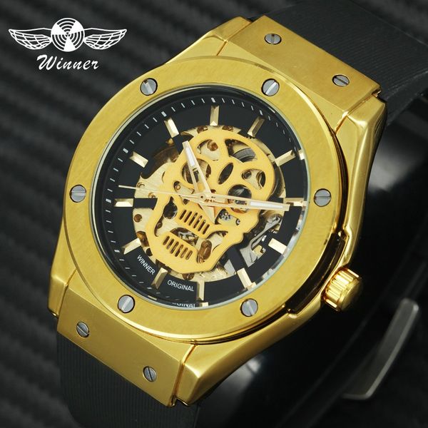 winner fashion sports auto mechanical skull mens watches golden skeleton dial rubber strap wristwatch for man, Slivery;brown
winner fashion sports auto mechanical skull mens watches golden skeleton dial rubber strap wristwatch for man, Slivery;brown