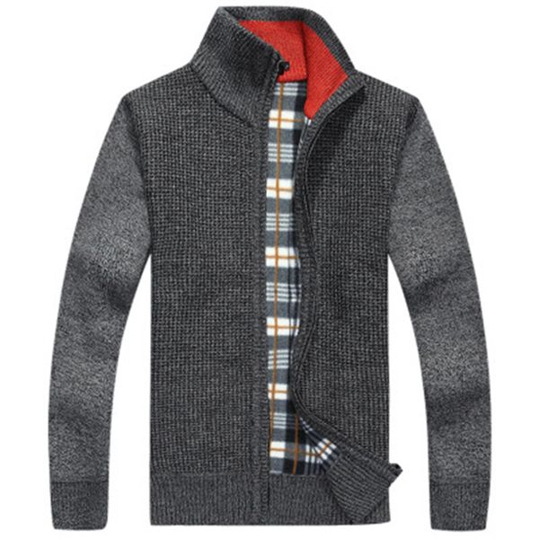 autumn and winter men's plus velvet thick sweater cardigan thick men's collar collar loose large size sweater jacket men, Black;brown 
autumn and winter men's plus velvet thick sweater cardigan thick men's collar collar loose large size sweater jacket men, Black;brown